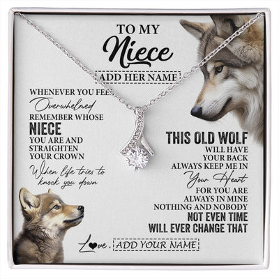 Alluring Beauty Necklace 14K White Gold Finish | 1 | Personalized To My Niece Gifts Necklace From Aunt Uncle Whenever Wolf Unique Birthday Gifts For Niece Graduation Christmas Custom Gift Box Message Card | https://siriusteestore.