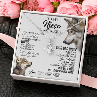 Alluring Beauty Necklace 14K White Gold Finish | 2 | Personalized To My Niece Gifts Necklace From Aunt Uncle Whenever Wolf Unique Birthday Gifts For Niece Graduation Christmas Custom Gift Box Message Card | https://siriusteestore.