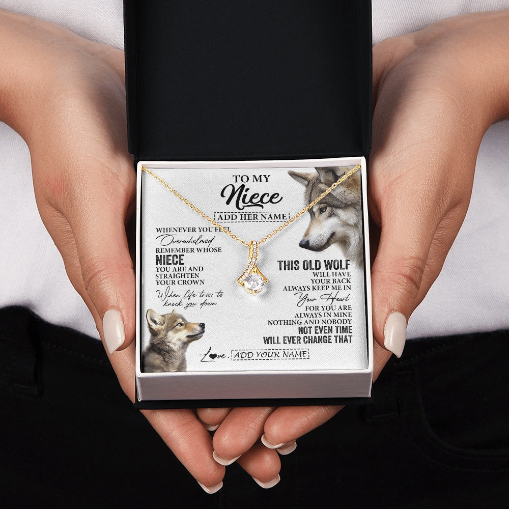 Alluring Beauty Necklace 18K Yellow Gold Finish | 2 | Personalized To My Niece Gifts Necklace From Aunt Uncle Whenever Wolf Unique Birthday Gifts For Niece Graduation Christmas Custom Gift Box Message Card | https://siriusteestore.