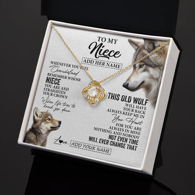 Love Knot Necklace 18K Yellow Gold Finish | 2 | Personalized To My Niece Gifts Necklace From Aunt Uncle Whenever Wolf Unique Birthday Gifts For Niece Graduation Christmas Custom Gift Box Message Card | https://siriusteestore.