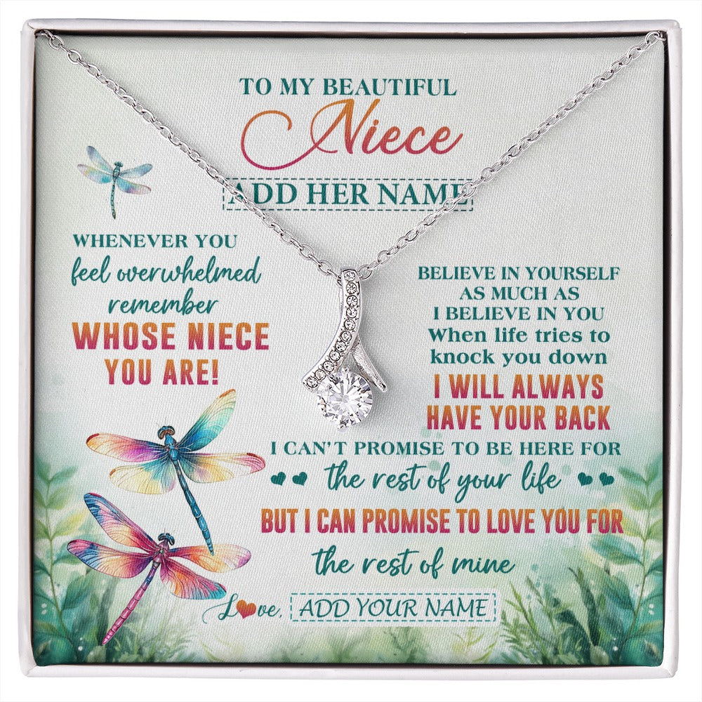 Alluring Beauty Necklace 14K White Gold Finish | 1 | Personalized To My Niece Gifts Necklace From Aunt Uncle Whenever You Feel Dragonfly Niece Birthday Gifts Graduation Christmas Custom Gift Box Message Card | https://siriusteestore.
