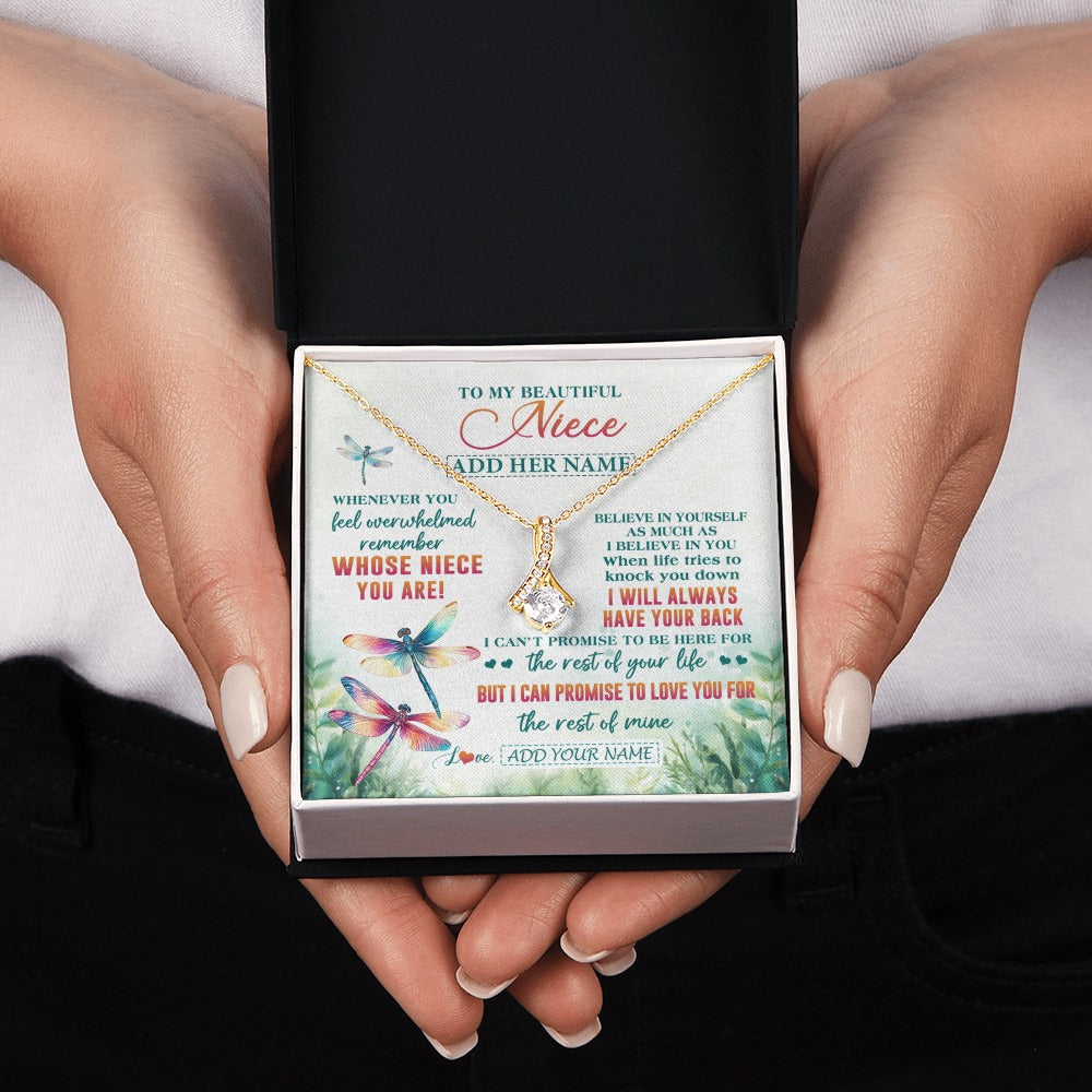 Alluring Beauty Necklace 18K Yellow Gold Finish | 2 | Personalized To My Niece Gifts Necklace From Aunt Uncle Whenever You Feel Dragonfly Niece Birthday Gifts Graduation Christmas Custom Gift Box Message Card | https://siriusteestore.