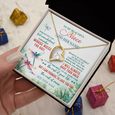 Forever Love Necklace 18K Yellow Gold Finish | 2 | Personalized To My Niece Gifts Necklace From Aunt Uncle Whenever You Feel Dragonfly Niece Birthday Gifts Graduation Christmas Custom Gift Box Message Card | https://siriusteestore.