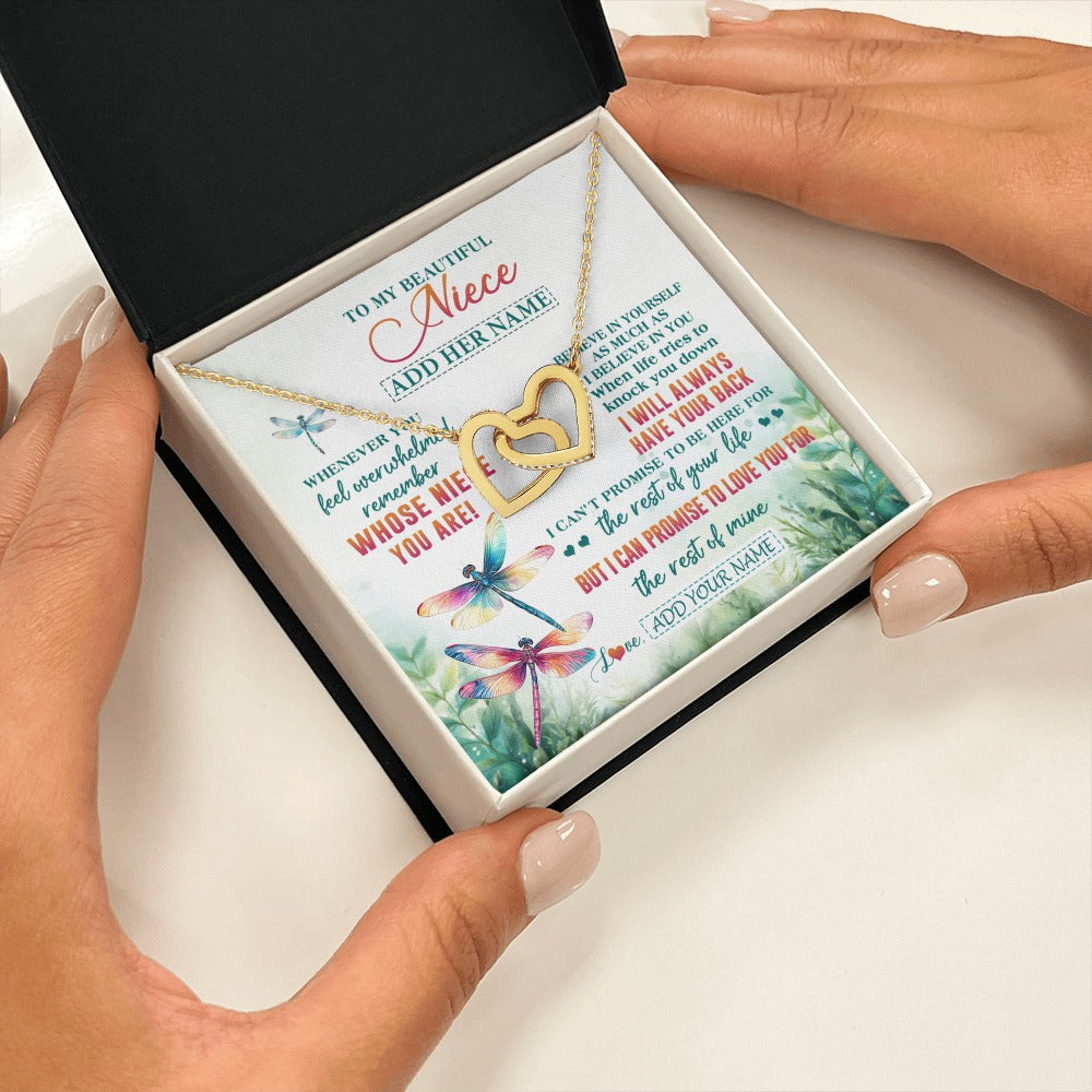 Interlocking Hearts Necklace 18K Yellow Gold Finish | 2 | Personalized To My Niece Gifts Necklace From Aunt Uncle Whenever You Feel Dragonfly Niece Birthday Gifts Graduation Christmas Custom Gift Box Message Card | https://siriusteestore.