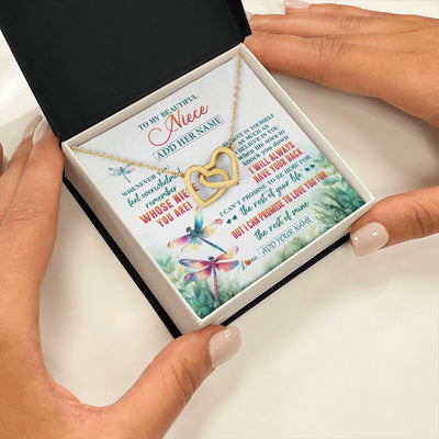 Interlocking Hearts Necklace 18K Yellow Gold Finish | 2 | Personalized To My Niece Gifts Necklace From Aunt Uncle Whenever You Feel Dragonfly Niece Birthday Gifts Graduation Christmas Custom Gift Box Message Card | https://siriusteestore.
