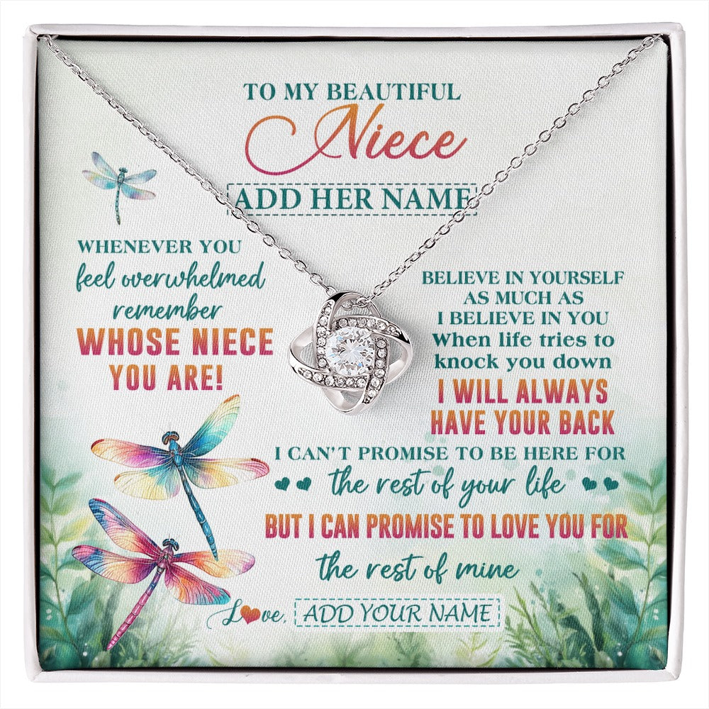 Love Knot Necklace 14K White Gold Finish | 1 | Personalized To My Niece Gifts Necklace From Aunt Uncle Whenever You Feel Dragonfly Niece Birthday Gifts Graduation Christmas Custom Gift Box Message Card | https://siriusteestore.