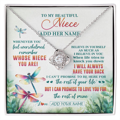 Love Knot Necklace 14K White Gold Finish | 1 | Personalized To My Niece Gifts Necklace From Aunt Uncle Whenever You Feel Dragonfly Niece Birthday Gifts Graduation Christmas Custom Gift Box Message Card | https://siriusteestore.