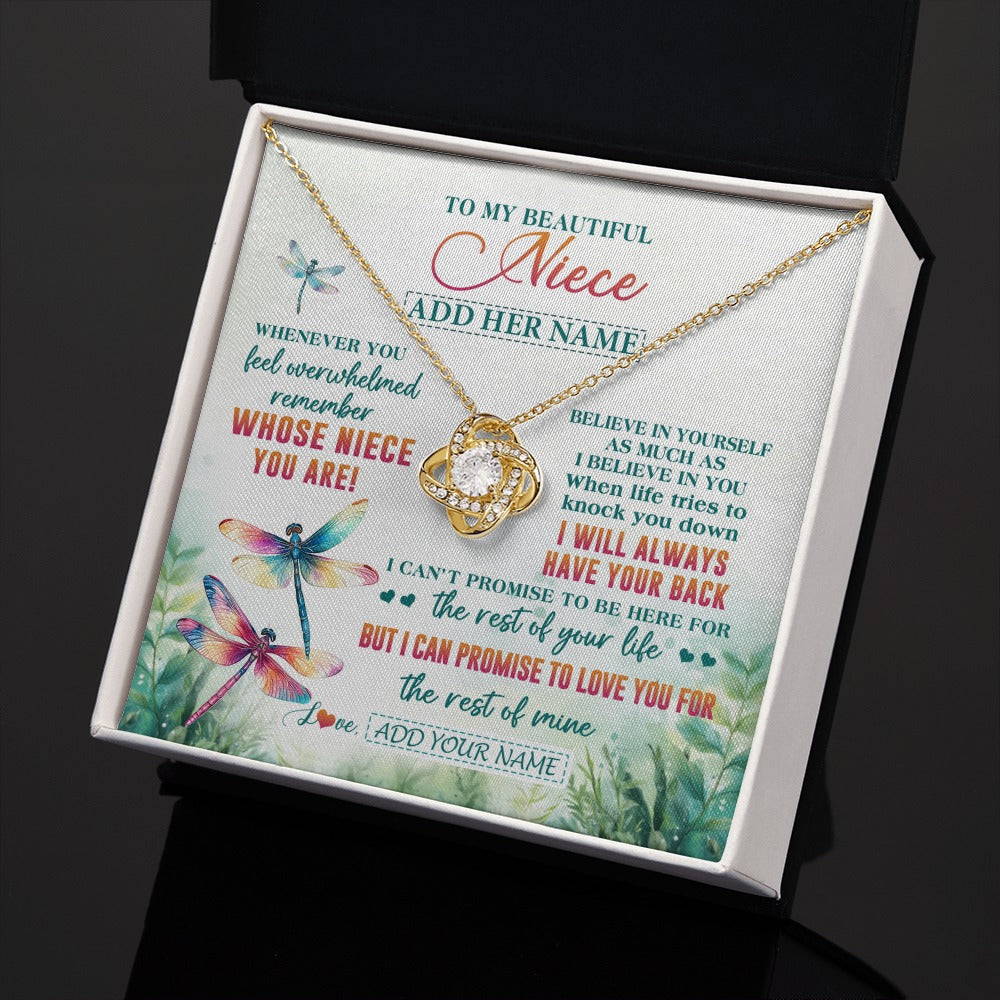 Love Knot Necklace 18K Yellow Gold Finish | 2 | Personalized To My Niece Gifts Necklace From Aunt Uncle Whenever You Feel Dragonfly Niece Birthday Gifts Graduation Christmas Custom Gift Box Message Card | https://siriusteestore.