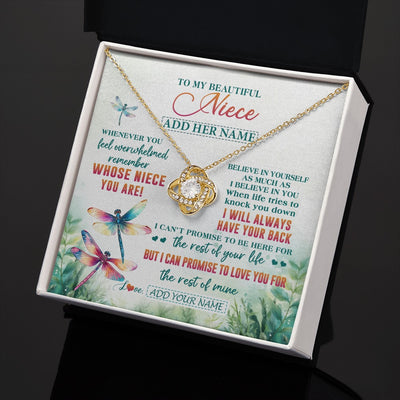 Love Knot Necklace 18K Yellow Gold Finish | 2 | Personalized To My Niece Gifts Necklace From Aunt Uncle Whenever You Feel Dragonfly Niece Birthday Gifts Graduation Christmas Custom Gift Box Message Card | https://siriusteestore.