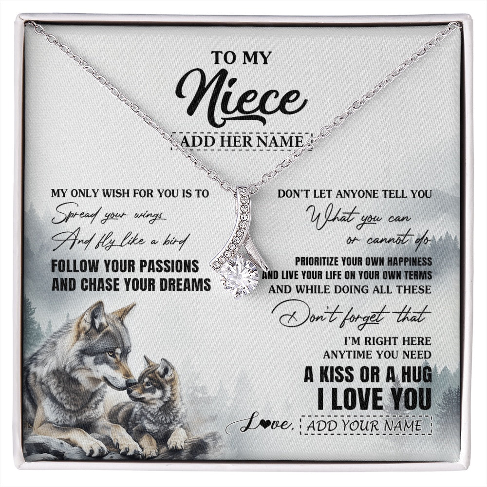 Alluring Beauty Necklace 14K White Gold Finish | 1 | Personalized To My Niece Gifts Necklace From Aunt Uncle Wolf My Only Wish For You Niece Birthday Gifts Graduation Christmas Customized Gift Box Message Card | https://siriusteestore.