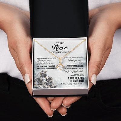 Alluring Beauty Necklace 18K Yellow Gold Finish | 2 | Personalized To My Niece Gifts Necklace From Aunt Uncle Wolf My Only Wish For You Niece Birthday Gifts Graduation Christmas Customized Gift Box Message Card | https://siriusteestore.