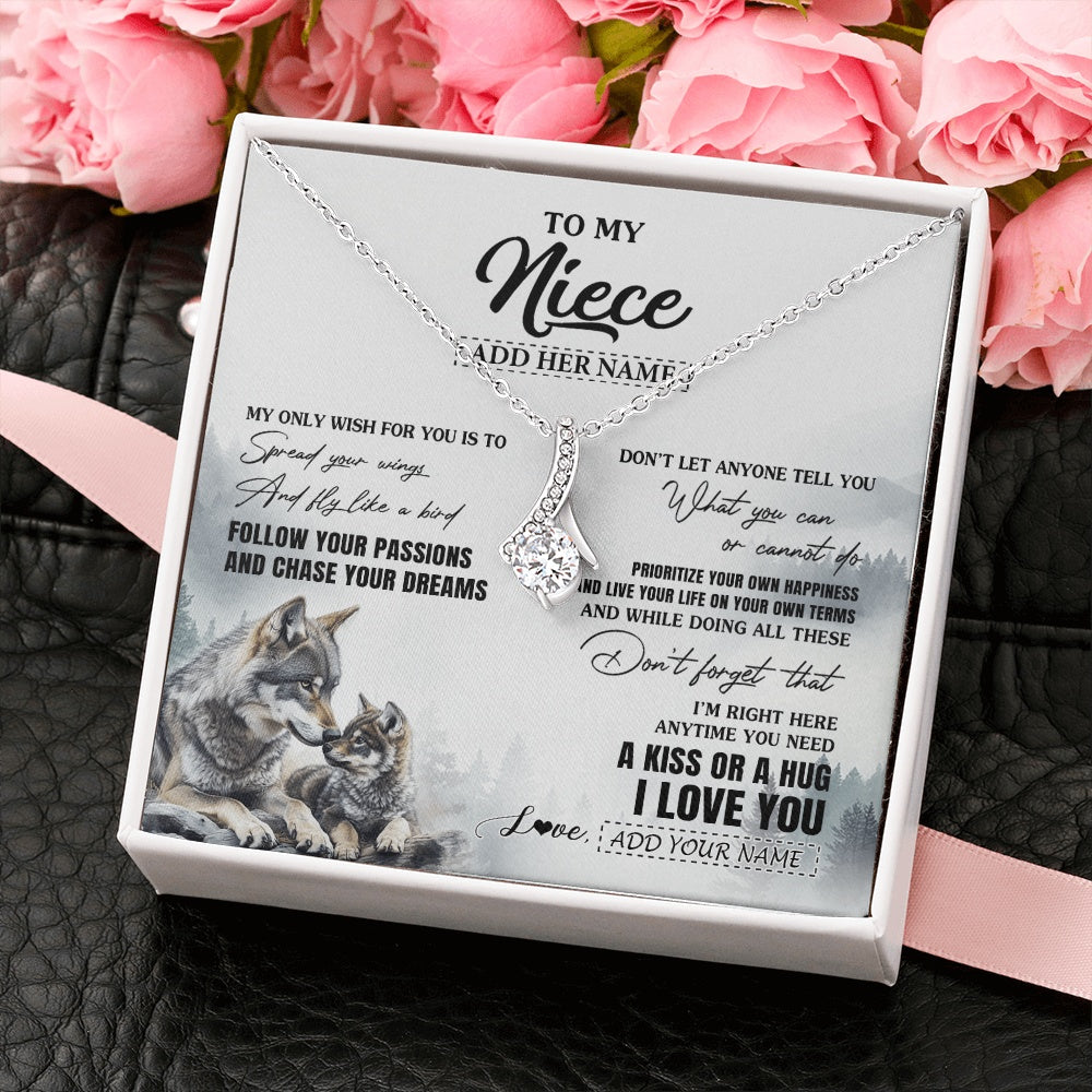 Alluring Beauty Necklace 14K White Gold Finish | 2 | Personalized To My Niece Gifts Necklace From Aunt Uncle Wolf My Only Wish For You Niece Birthday Gifts Graduation Christmas Customized Gift Box Message Card | https://siriusteestore.