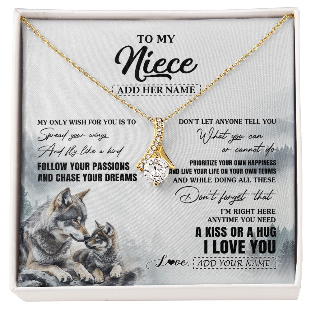 Alluring Beauty Necklace 18K Yellow Gold Finish | 1 | Personalized To My Niece Gifts Necklace From Aunt Uncle Wolf My Only Wish For You Niece Birthday Gifts Graduation Christmas Customized Gift Box Message Card | https://siriusteestore.