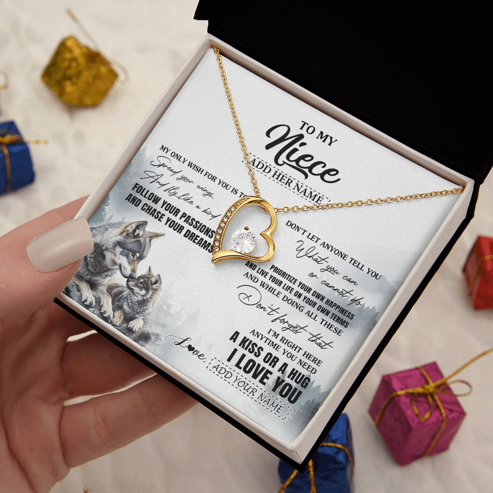 Forever Love Necklace 18K Yellow Gold Finish | 2 | Personalized To My Niece Gifts Necklace From Aunt Uncle Wolf My Only Wish For You Niece Birthday Gifts Graduation Christmas Customized Gift Box Message Card | https://siriusteestore.
