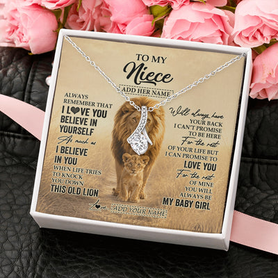 Alluring Beauty Necklace 14K White Gold Finish | 2 | Personalized To My Niece Gifts Necklace From Uncle Always Remember Lion Gifts For Niece Birthday Graduation Christmas Custom Gift Box Message Card | https://siriusteestore.