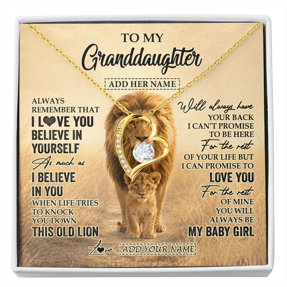 Forever Love Necklace 18K Yellow Gold Finish | 1 | Personalized To My Niece Gifts Necklace From Uncle Always Remember Lion Gifts For Niece Birthday Graduation Christmas Custom Gift Box Message Card | https://siriusteestore.