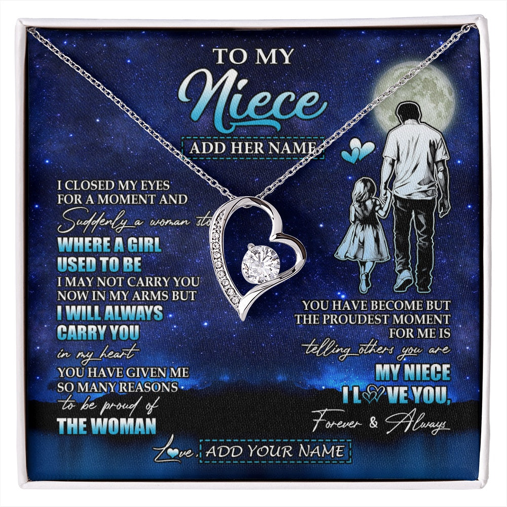 Forever Love Necklace 14K White Gold Finish | 1 | Personalized To My Niece Gifts Necklace From Uncle I Closed My Eyes For A Moment Niece Birthday Graduation Christmas Customized Gift Box Message Card | siriusteestore.myshopify