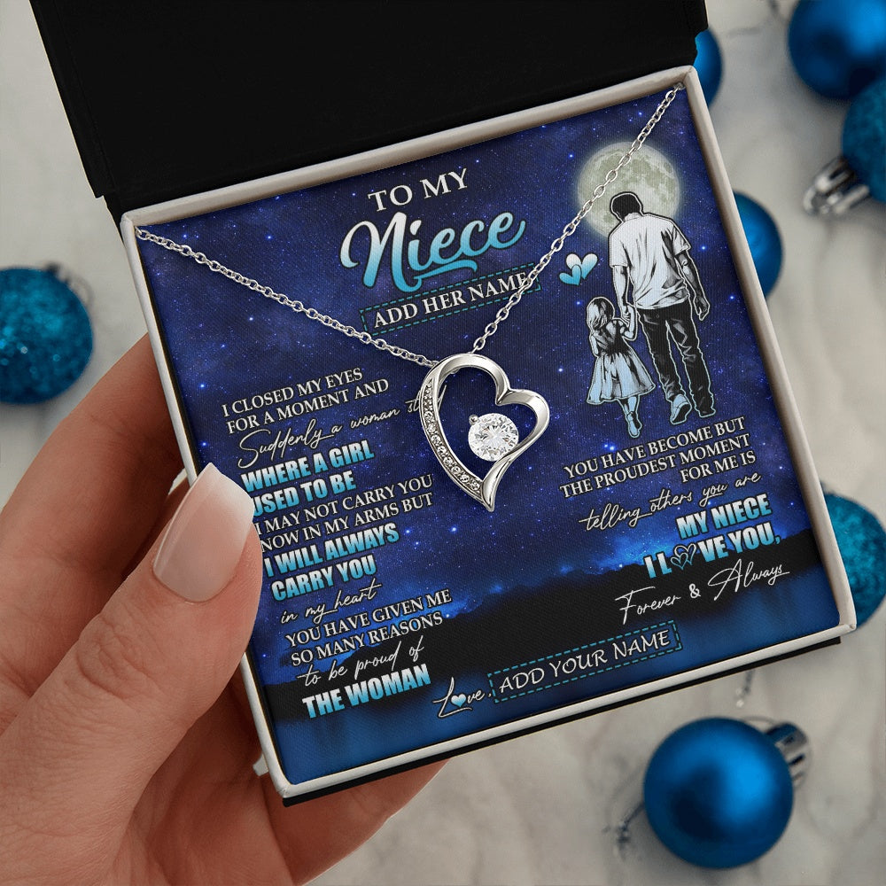 Forever Love Necklace 14K White Gold Finish | 2 | Personalized To My Niece Gifts Necklace From Uncle I Closed My Eyes For A Moment Niece Birthday Graduation Christmas Customized Gift Box Message Card | siriusteestore.myshopify