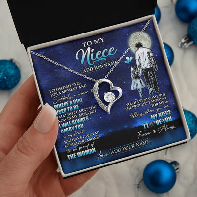 Forever Love Necklace 14K White Gold Finish | 2 | Personalized To My Niece Gifts Necklace From Uncle I Closed My Eyes For A Moment Niece Birthday Graduation Christmas Customized Gift Box Message Card | siriusteestore.myshopify