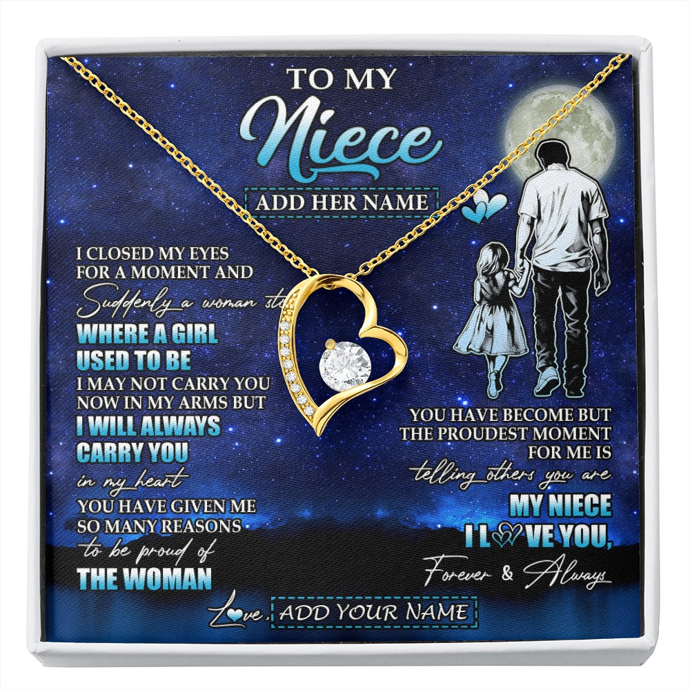 Forever Love Necklace 18K Yellow Gold Finish | 1 | Personalized To My Niece Gifts Necklace From Uncle I Closed My Eyes For A Moment Niece Birthday Graduation Christmas Customized Gift Box Message Card | siriusteestore.myshopify