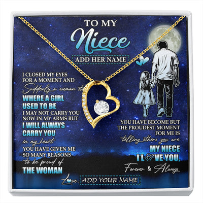 Forever Love Necklace 18K Yellow Gold Finish | 1 | Personalized To My Niece Gifts Necklace From Uncle I Closed My Eyes For A Moment Niece Birthday Graduation Christmas Customized Gift Box Message Card | siriusteestore.myshopify