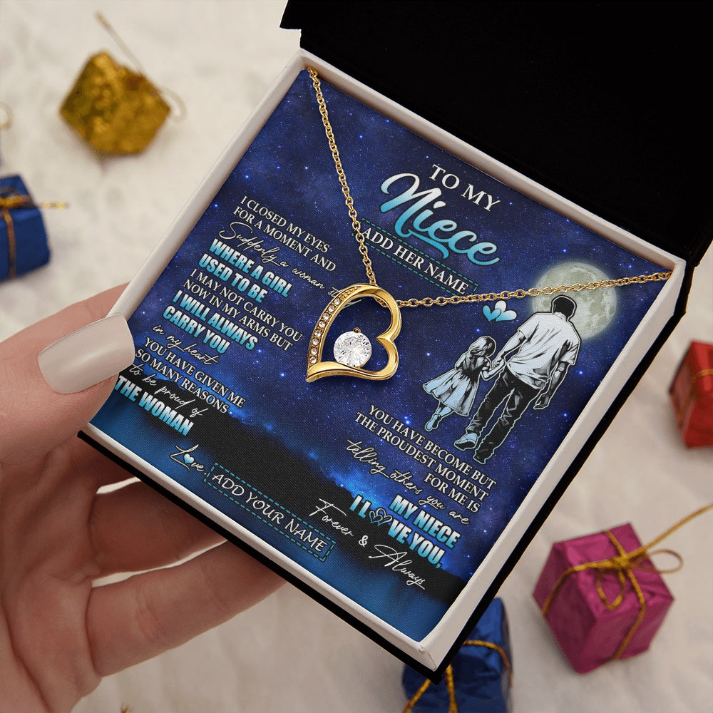 Forever Love Necklace 18K Yellow Gold Finish | 2 | Personalized To My Niece Gifts Necklace From Uncle I Closed My Eyes For A Moment Niece Birthday Graduation Christmas Customized Gift Box Message Card | siriusteestore.myshopify