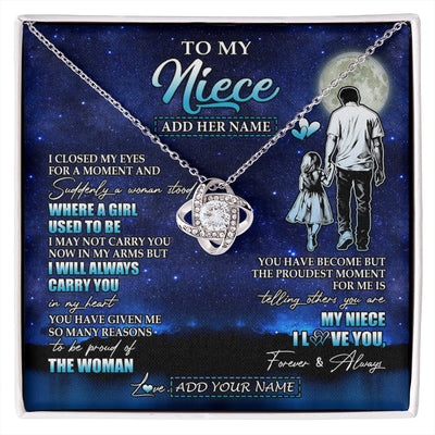 Love Knot Necklace 14K White Gold Finish | 1 | Personalized To My Niece Gifts Necklace From Uncle I Closed My Eyes For A Moment Niece Birthday Graduation Christmas Customized Gift Box Message Card | siriusteestore.myshopify