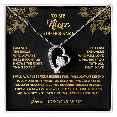 Forever Love Necklace 14K White Gold Finish | 1 | Personalized To My Niece Gifts Necklace From Uncle Meaningful Family Jewelry Birthday Gifts For Niece Graduation Christmas Custom Gift Box Message Card | https://siriusteestore.