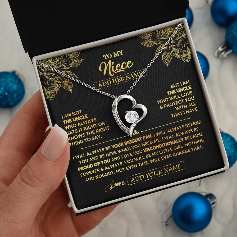 Forever Love Necklace 14K White Gold Finish | 2 | Personalized To My Niece Gifts Necklace From Uncle Meaningful Family Jewelry Birthday Gifts For Niece Graduation Christmas Custom Gift Box Message Card | https://siriusteestore.