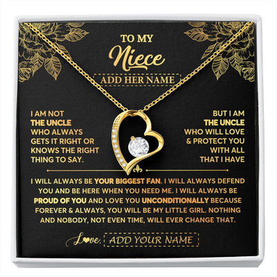 Forever Love Necklace 18K Yellow Gold Finish | 1 | Personalized To My Niece Gifts Necklace From Uncle Meaningful Family Jewelry Birthday Gifts For Niece Graduation Christmas Custom Gift Box Message Card | https://siriusteestore.
