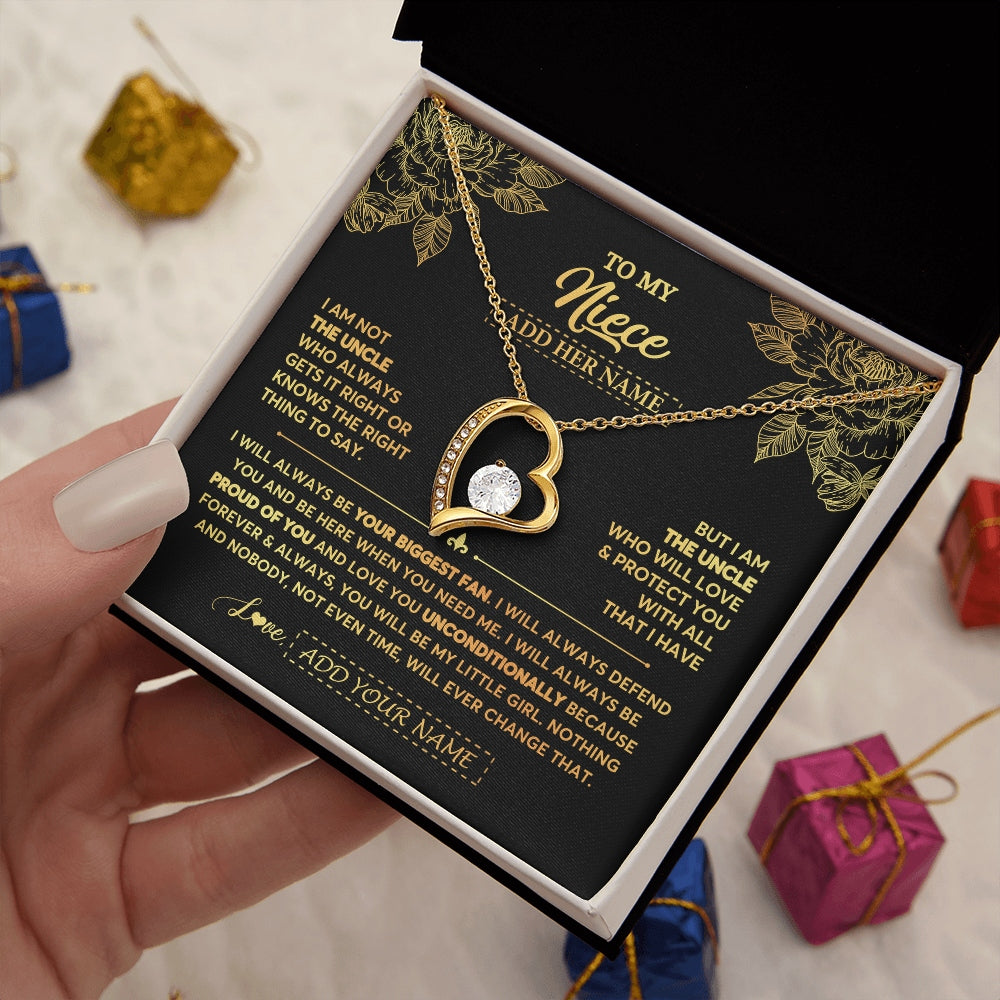 Forever Love Necklace 18K Yellow Gold Finish | 2 | Personalized To My Niece Gifts Necklace From Uncle Meaningful Family Jewelry Birthday Gifts For Niece Graduation Christmas Custom Gift Box Message Card | https://siriusteestore.