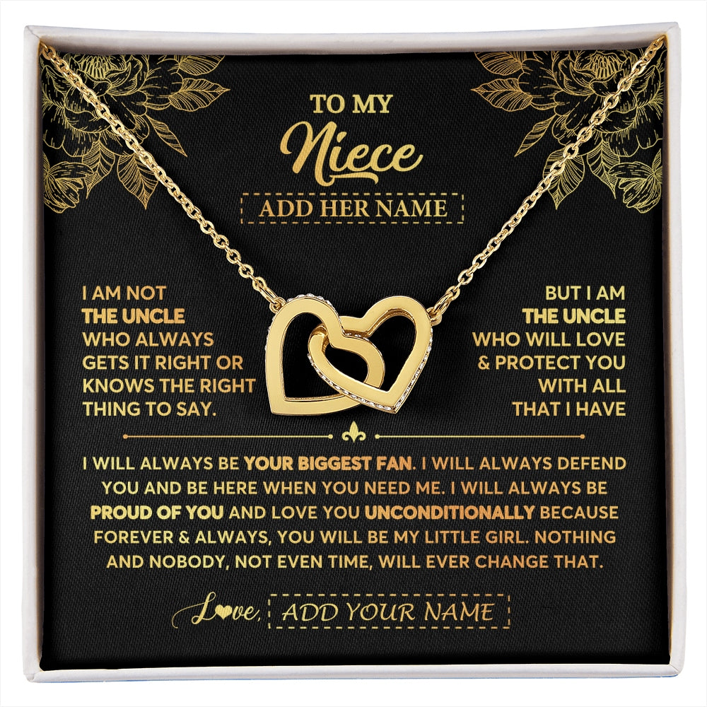 Interlocking Hearts Necklace 18K Yellow Gold Finish | 1 | Personalized To My Niece Gifts Necklace From Uncle Meaningful Family Jewelry Birthday Gifts For Niece Graduation Christmas Custom Gift Box Message Card | https://siriusteestore.