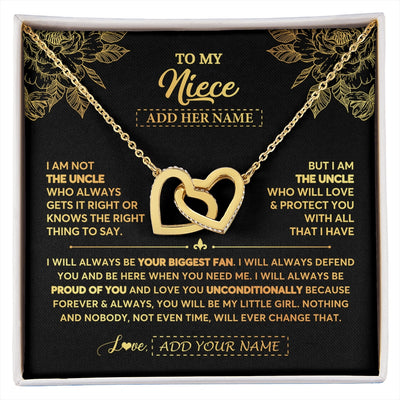 Interlocking Hearts Necklace 18K Yellow Gold Finish | 1 | Personalized To My Niece Gifts Necklace From Uncle Meaningful Family Jewelry Birthday Gifts For Niece Graduation Christmas Custom Gift Box Message Card | https://siriusteestore.
