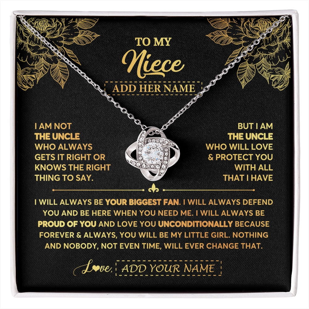 Love Knot Necklace 14K White Gold Finish | 1 | Personalized To My Niece Gifts Necklace From Uncle Meaningful Family Jewelry Birthday Gifts For Niece Graduation Christmas Custom Gift Box Message Card | https://siriusteestore.