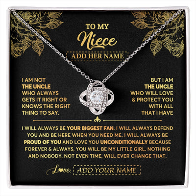 Love Knot Necklace 14K White Gold Finish | 1 | Personalized To My Niece Gifts Necklace From Uncle Meaningful Family Jewelry Birthday Gifts For Niece Graduation Christmas Custom Gift Box Message Card | https://siriusteestore.