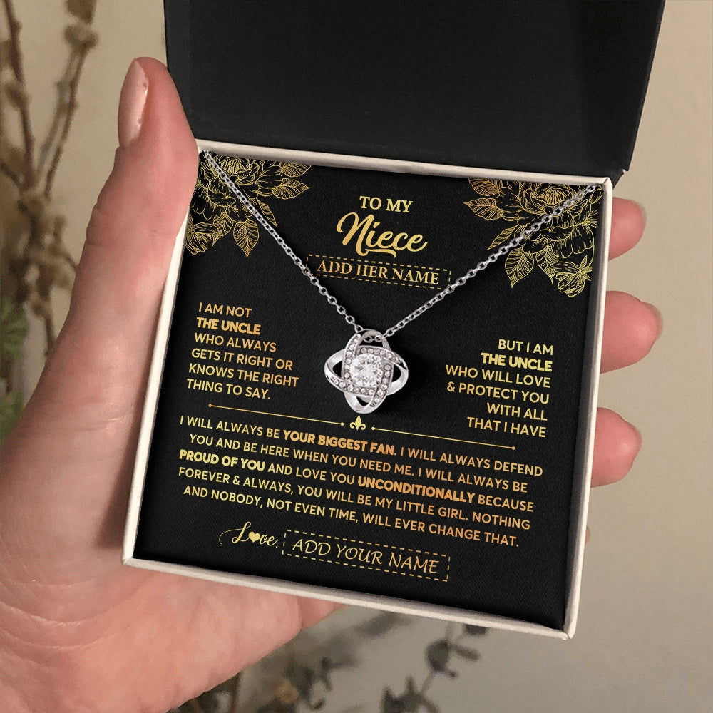 Love Knot Necklace 14K White Gold Finish | 2 | Personalized To My Niece Gifts Necklace From Uncle Meaningful Family Jewelry Birthday Gifts For Niece Graduation Christmas Custom Gift Box Message Card | https://siriusteestore.