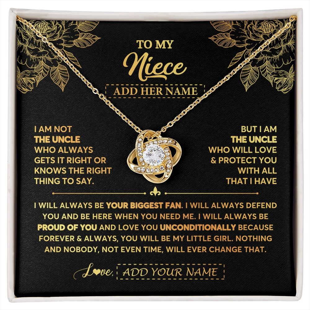Love Knot Necklace 18K Yellow Gold Finish | 1 | Personalized To My Niece Gifts Necklace From Uncle Meaningful Family Jewelry Birthday Gifts For Niece Graduation Christmas Custom Gift Box Message Card | https://siriusteestore.