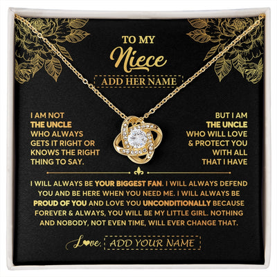 Love Knot Necklace 18K Yellow Gold Finish | 1 | Personalized To My Niece Gifts Necklace From Uncle Meaningful Family Jewelry Birthday Gifts For Niece Graduation Christmas Custom Gift Box Message Card | https://siriusteestore.