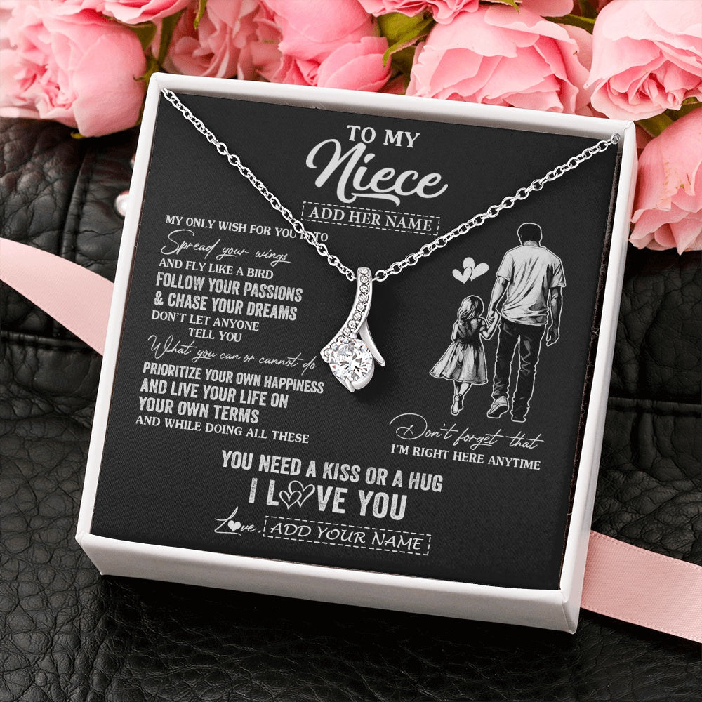 Alluring Beauty Necklace 14K White Gold Finish | 2 | Personalized To My Niece Gifts Necklace From Uncle My Only Wish For You Niece Birthday Gifts Graduation Christmas Customized Gift Box Message Card | siriusteestore.myshopify