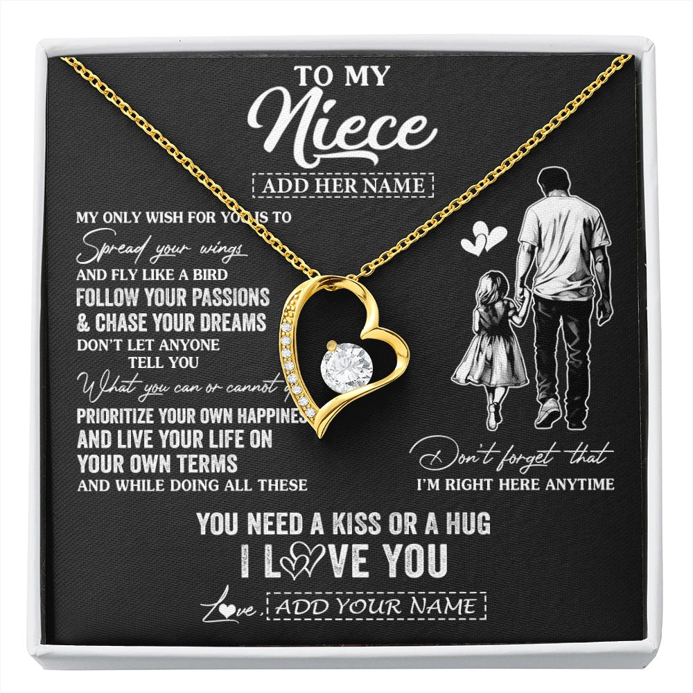 Forever Love Necklace 18K Yellow Gold Finish | 1 | Personalized To My Niece Gifts Necklace From Uncle My Only Wish For You Niece Birthday Gifts Graduation Christmas Customized Gift Box Message Card | siriusteestore.myshopify