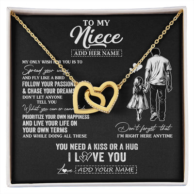 Interlocking Hearts Necklace 18K Yellow Gold Finish | 1 | Personalized To My Niece Gifts Necklace From Uncle My Only Wish For You Niece Birthday Gifts Graduation Christmas Customized Gift Box Message Card | siriusteestore.myshopify