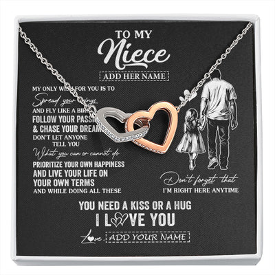 Interlocking Hearts Necklace Stainless Steel & Rose Gold Finish | 1 | Personalized To My Niece Gifts Necklace From Uncle My Only Wish For You Niece Birthday Gifts Graduation Christmas Customized Gift Box Message Card | siriusteestore.myshopify