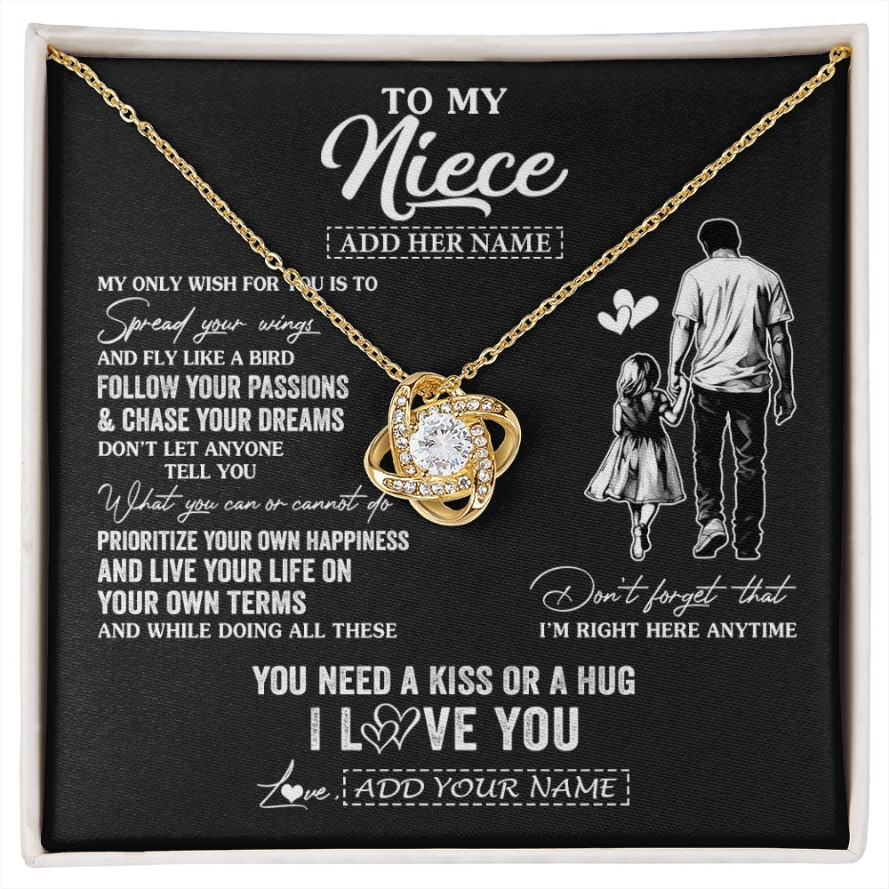 Love Knot Necklace 18K Yellow Gold Finish | 1 | Personalized To My Niece Gifts Necklace From Uncle My Only Wish For You Niece Birthday Gifts Graduation Christmas Customized Gift Box Message Card | siriusteestore.myshopify