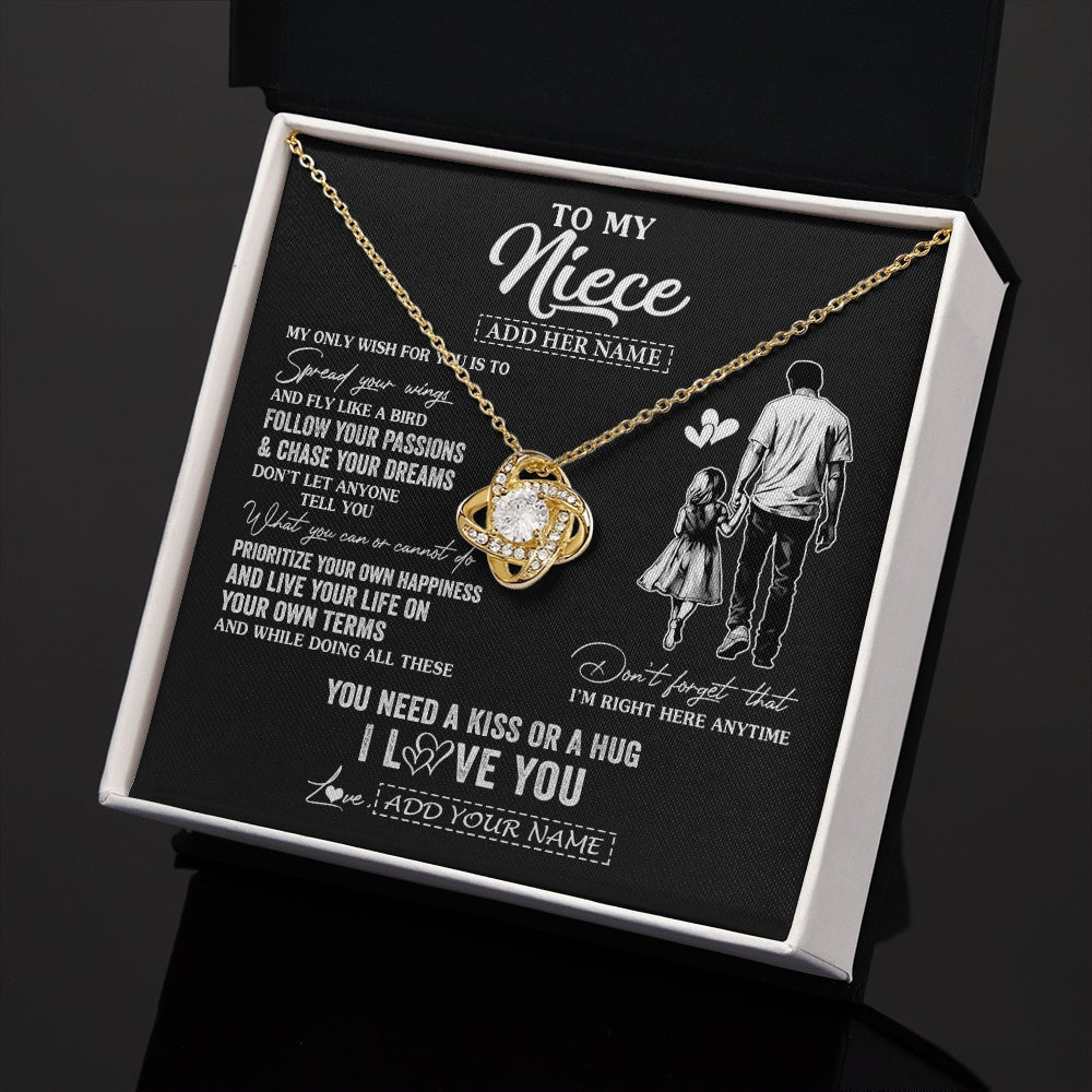 Love Knot Necklace 18K Yellow Gold Finish | 2 | Personalized To My Niece Gifts Necklace From Uncle My Only Wish For You Niece Birthday Gifts Graduation Christmas Customized Gift Box Message Card | siriusteestore.myshopify