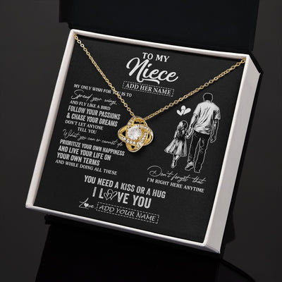 Love Knot Necklace 18K Yellow Gold Finish | 2 | Personalized To My Niece Gifts Necklace From Uncle My Only Wish For You Niece Birthday Gifts Graduation Christmas Customized Gift Box Message Card | siriusteestore.myshopify