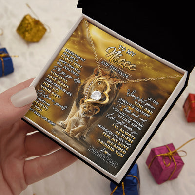 Forever Love Necklace 18K Yellow Gold Finish | 2 | Personalized To My Niece Gifts Necklace From Uncle Never Forget How Much I Love You Lion Niece Birthday Gifts Christmas Custom Gift Box Message Card | https://siriusteestore.