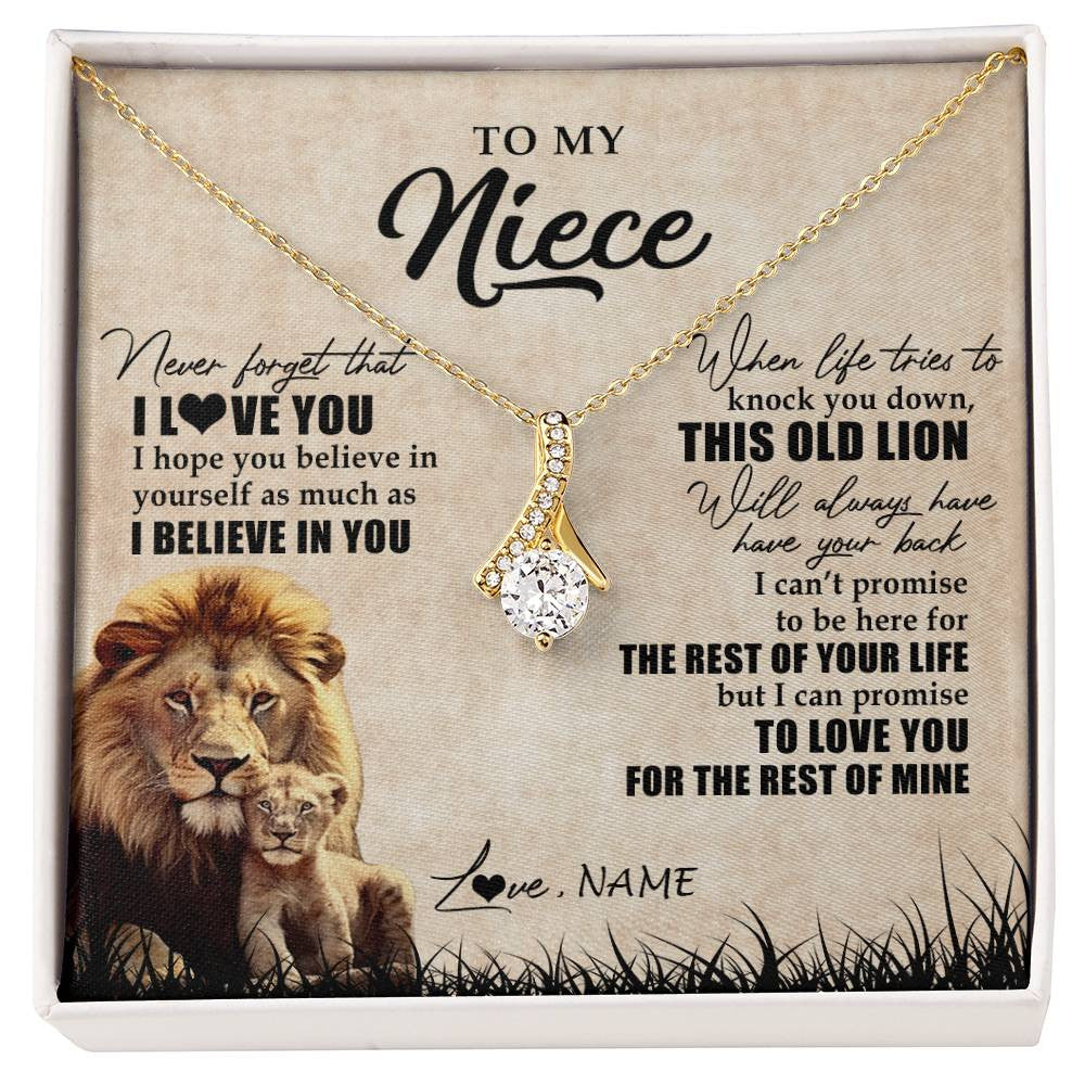 Alluring Beauty Necklace 18K Yellow Gold Finish | Personalized To My Niece Gifts Necklace From Uncle Old Lion Niece Jewelry Birthday Gifts Graduation Christmas Customized Gift Box Message Card | siriusteestore