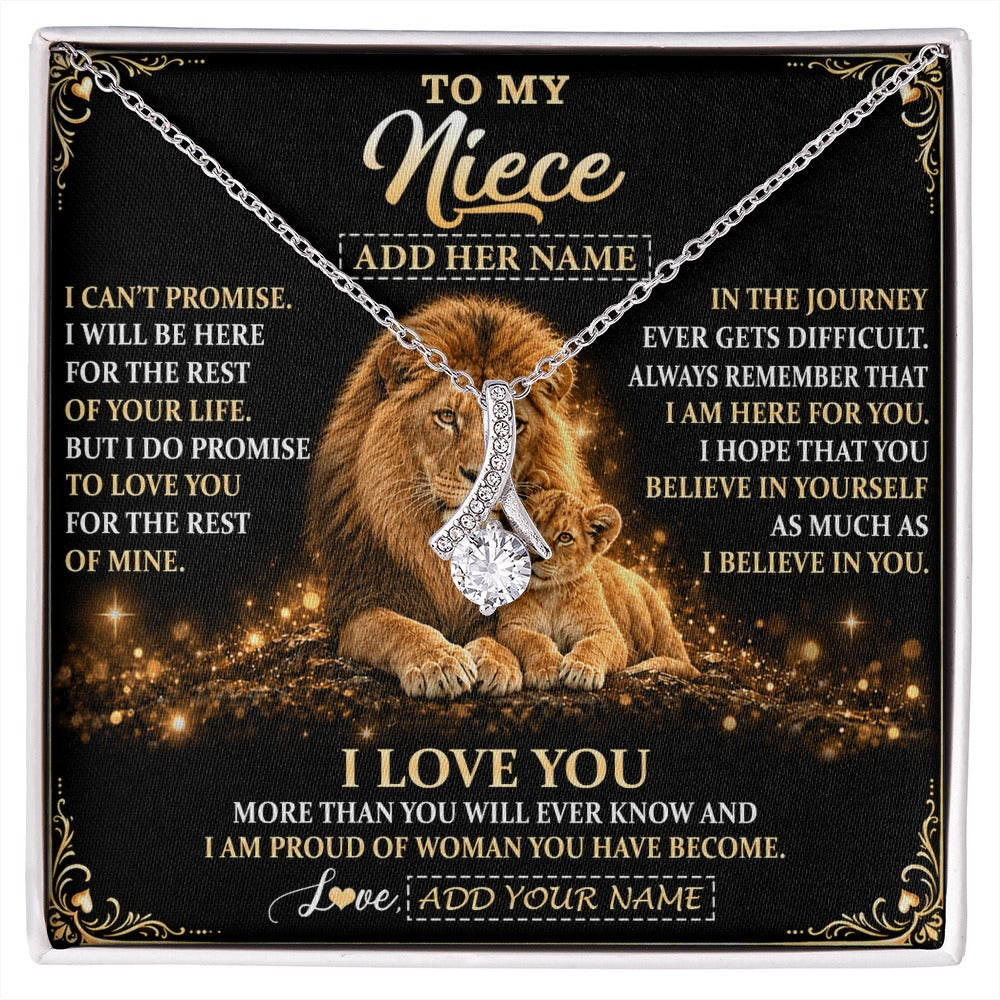 Alluring Beauty Necklace 14K White Gold Finish | 1 | Personalized To My Niece Gifts Necklace From Uncle To Niece Birthday Gifts Love You Forever Lion Graduation Christmas Custom Gift Box Message Card | https://siriusteestore.