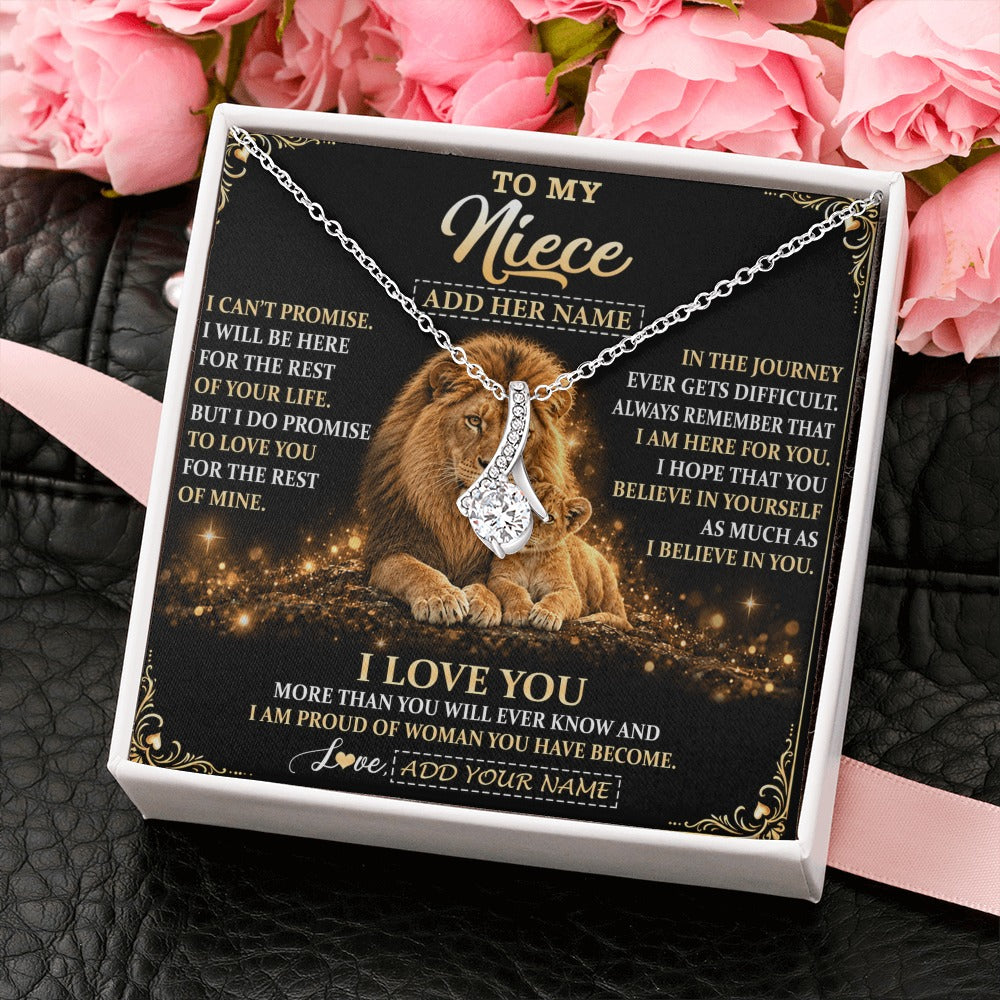 Alluring Beauty Necklace 14K White Gold Finish | 2 | Personalized To My Niece Gifts Necklace From Uncle To Niece Birthday Gifts Love You Forever Lion Graduation Christmas Custom Gift Box Message Card | https://siriusteestore.