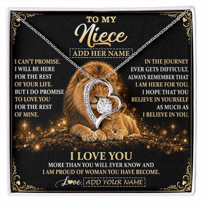 Forever Love Necklace 14K White Gold Finish | 1 | Personalized To My Niece Gifts Necklace From Uncle To Niece Birthday Gifts Love You Forever Lion Graduation Christmas Custom Gift Box Message Card | https://siriusteestore.